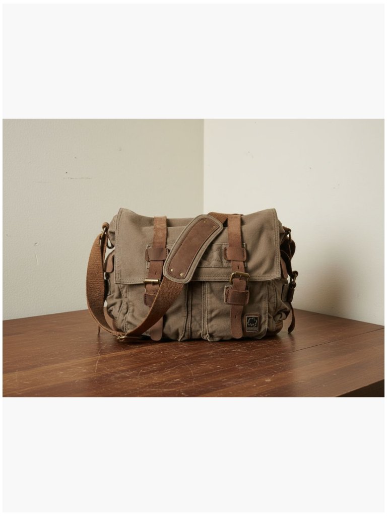 Vintage Military Leather Canvas Messenger Bag For Laptop